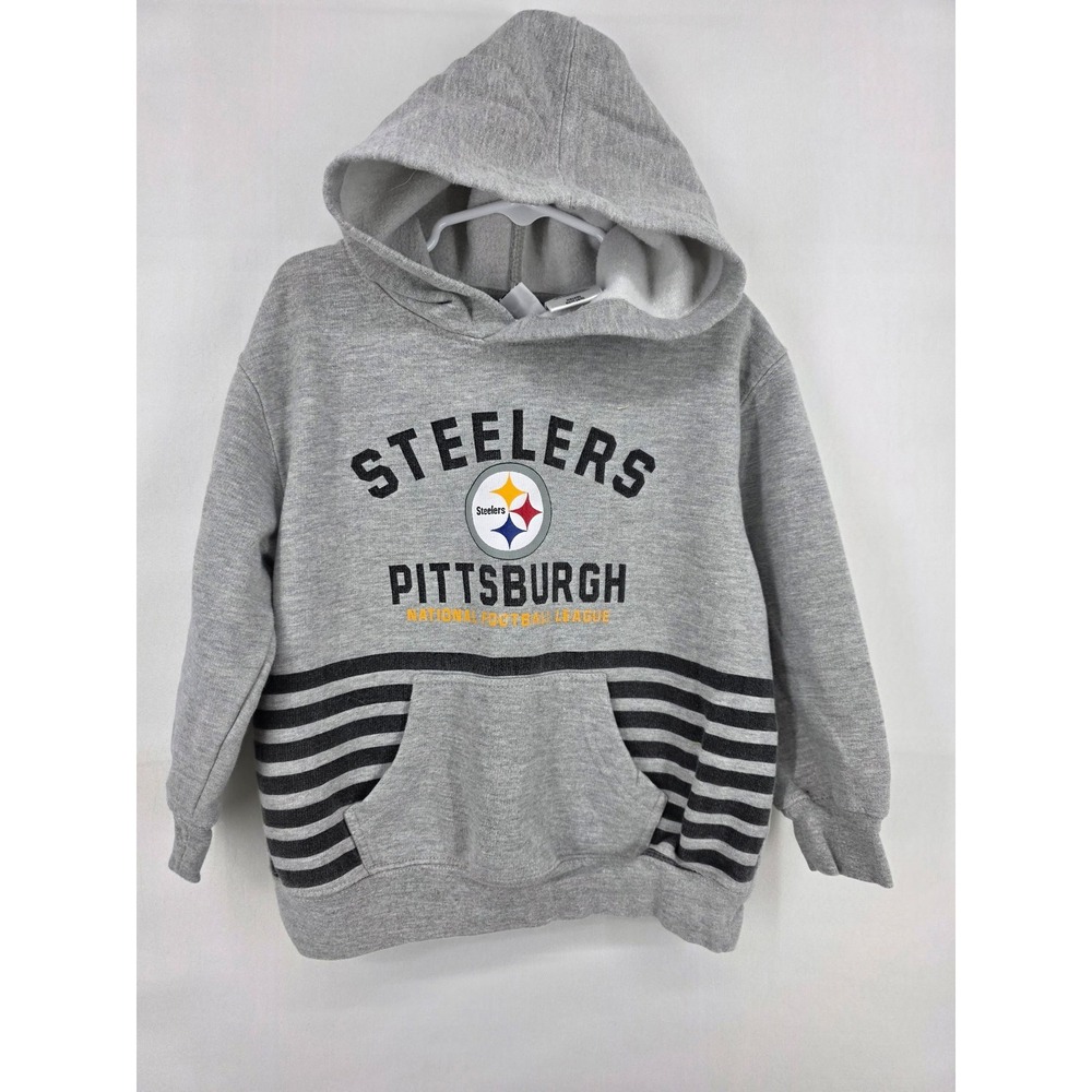 NFL Team Apparel Pittsburgh Steelers Kids Gray Hoodie Sweatshirt Size XS 4/5